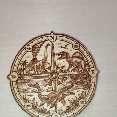 Wooden coaster with dinosaur landscape, custom made