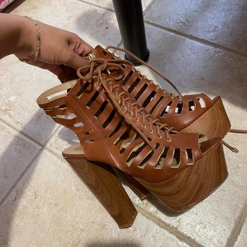 Exe brown platform shoes used, high heels, size 38