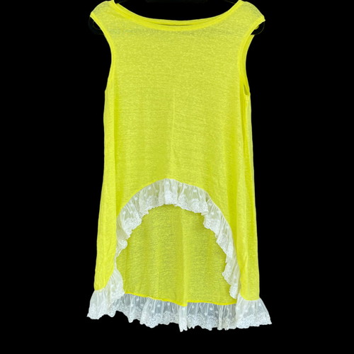 Brigitte tunic used, bright yellow with white lace, one size