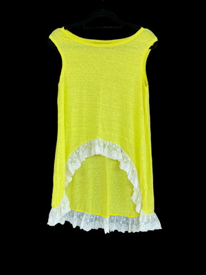 Τουνίκ Brigitte μεταχειρισμένη, πολύ φωτεινό κίτρινο με λευκή δαντέλα, one size