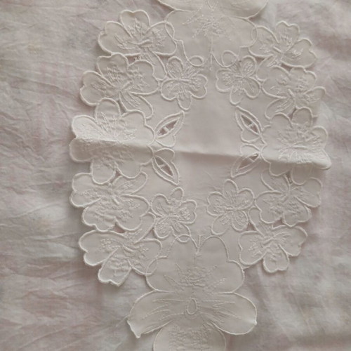 Set of 2 white cutwork table runners new