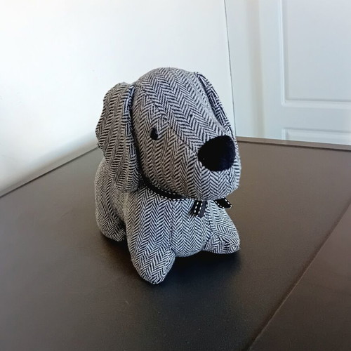 Door Stop Fabric Dog Design, Like New, Velvet Composition