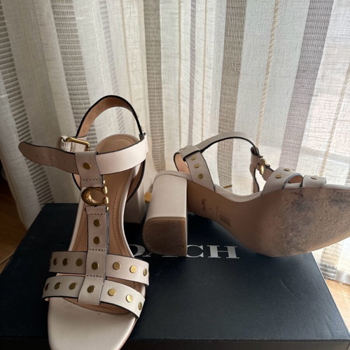 Coach sandals, beige with gold studs, size 37.5