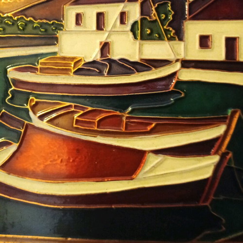 Chalcography painting with enamel like new 27x35