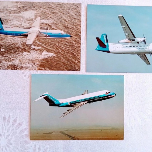 KLM City Hopper 3 postcards like new, historic fleet