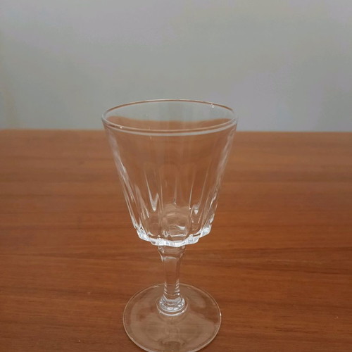 Crystal glassware set used with 11 water glasses, 12 wine glasses, 12 liqueur glasses
