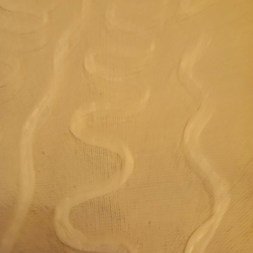 Vintage round tablecloth 81x87 with embossed cordonetto and tassels, used