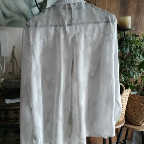 White transparent women's shirt with embossed details, new, size L