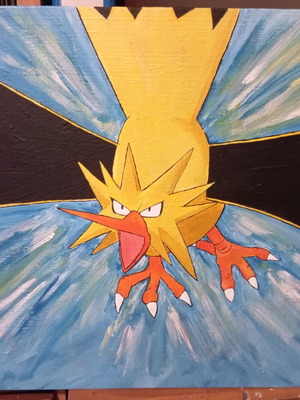 Pokemon Zapdos Painting with Acrylics new