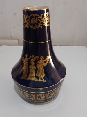 Handmade Greek ceramic vase Nassos used with 24 karat gold