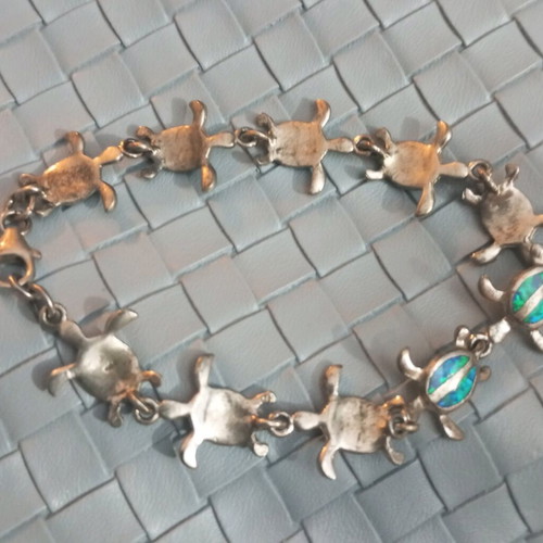 Silver bracelet 925 with opal used, 18.5cm