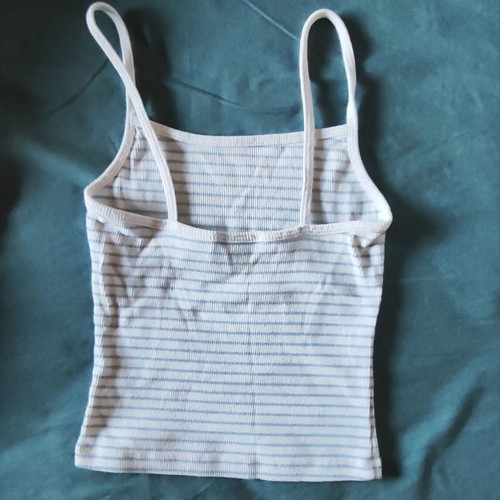 Striped crop top like new, white with turquoise stripes, size XXS