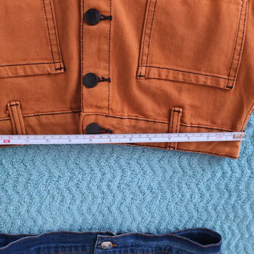 Mini denim skirt brown brick and denim top like new