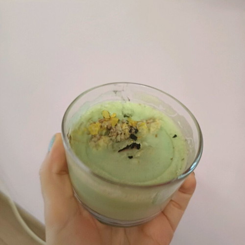 Handmade mosquito repellent candle with basil used