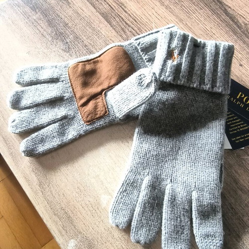 Polo Ralph Lauren gloves new, one size, gray and beige