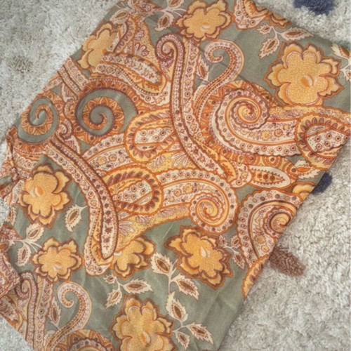 Ble Resort Collection Handmade Crepe Satin Pareo in Orange and Olive New