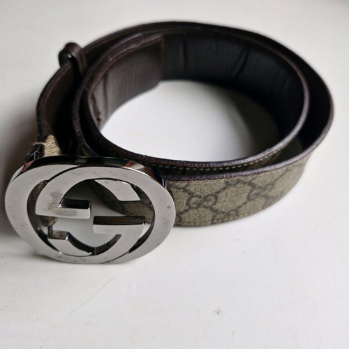 Gucci GG Supreme belt unisex size 85 used, beige and brown