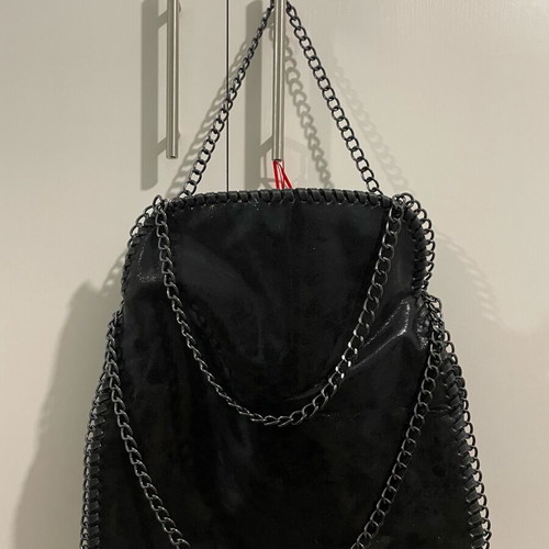 Women's shoulder bag black, new, with chains and zipper