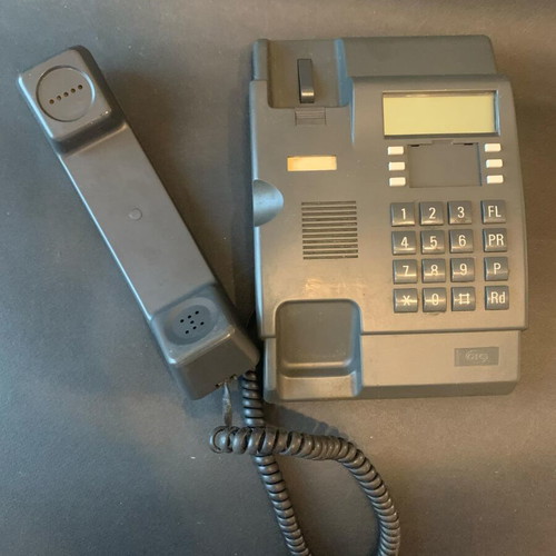 Wired phone used, gray, with non-working screen