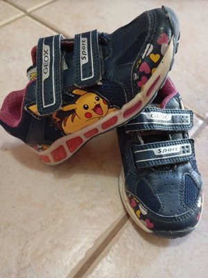 Geox Pokemon light-up athletic shoes used, size 24, blue and pink