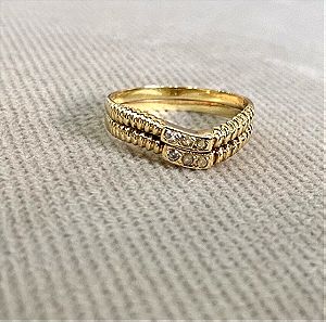 Χρυσό δαχτυλίδι 14 Καράτια διπλό