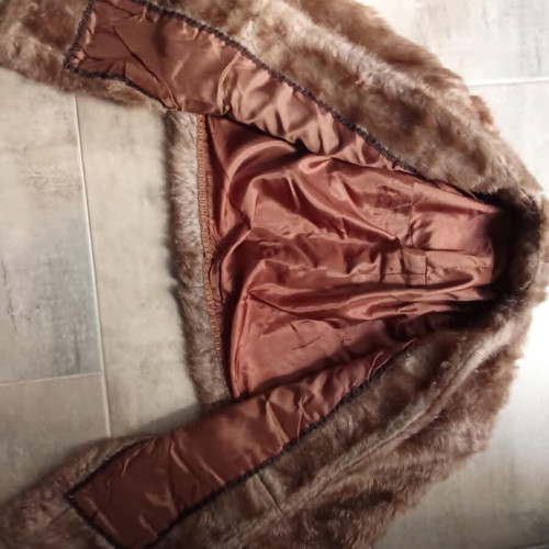 Etol fur coat size M new, brown with satin lining