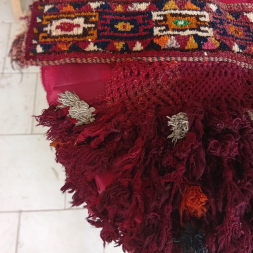 Rug used, old fireplace curtain with beautiful natural colors, approx 1.5m