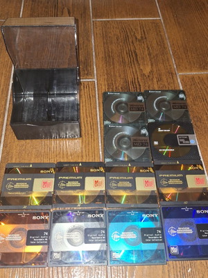 MiniDisc collection with Sony storage base, untested