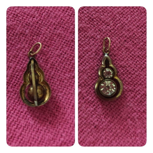Edwardian Art Nouveau gold-plated pendant with strass stones used