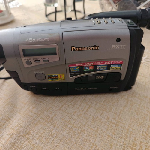 Panasonic video camera model NV-RX17EG used with battery and cable