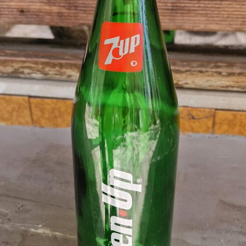 Vintage 80s 7UP Seven Up glass bottle 1L like new, Greek