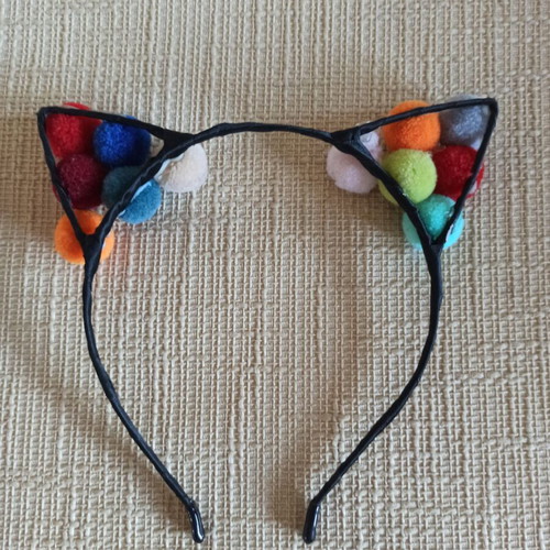 Hairband for girl like new with pom poms, multicolor