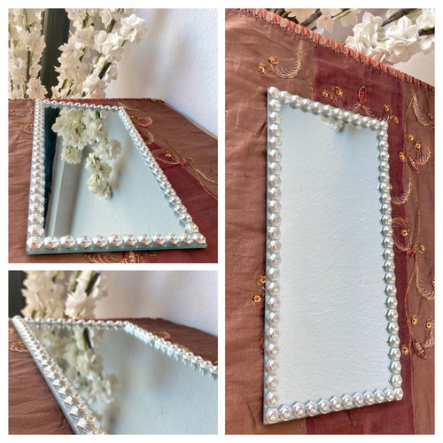 Decorative square mirror with rhinestones, like new