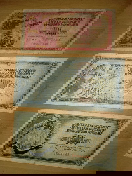 3 ΧΑΡΤΟΝΟΜΙΣΜΑΤΑ 100,500,1000 ΔΗΝΑΡΙΩΝ ΓΙΟΥΓΚΟΣΛΑΒΙΑΣ 1965,1978,1981