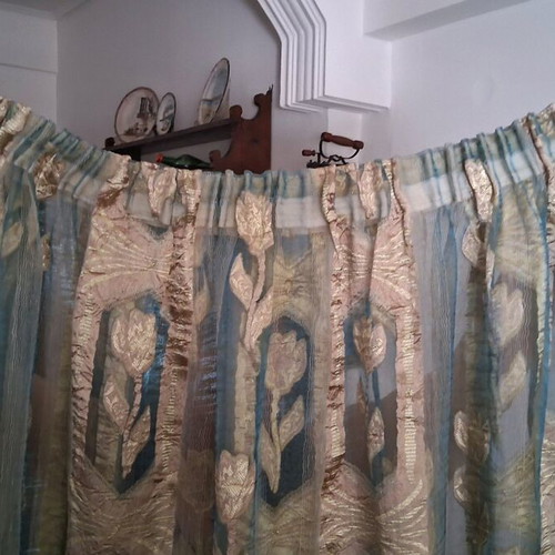Curtain like new thin organza with embossed flowers 2.32x3.00