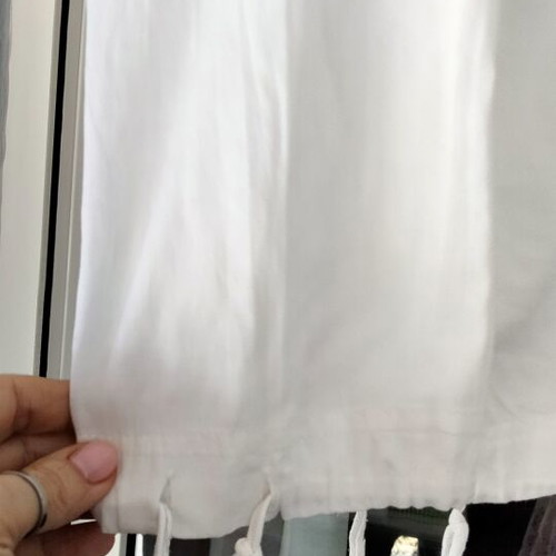 White Boho Blouse with Drawstrings and Ruching Size M-L like new