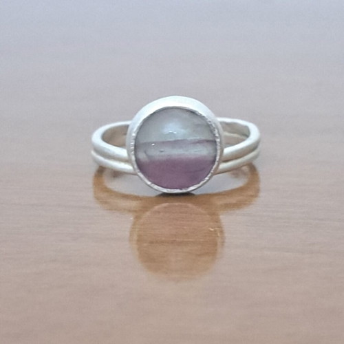 Handmade silver ring with fluorite, like new