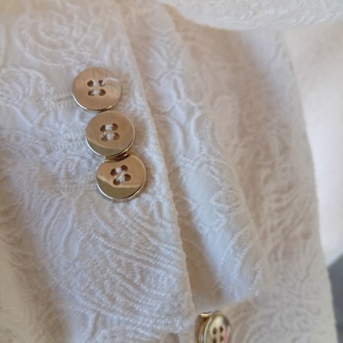 Zara brocade jacket, white, size M, slim fit, gold buttons