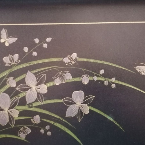 Serving tray used with floral decoration made in Japan
