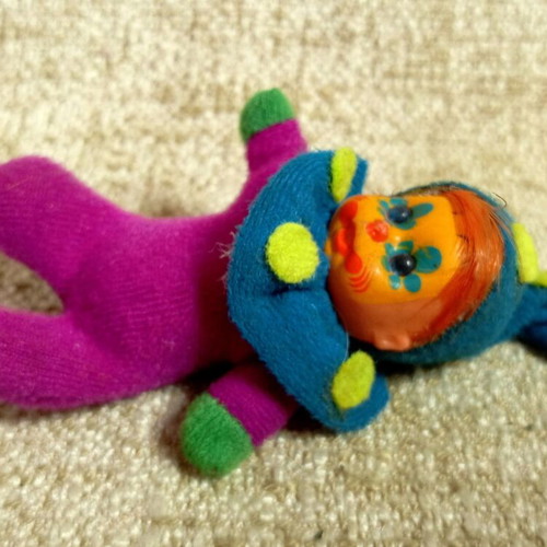 El Greco Mini Clown Bean Doll 80s Vintage New