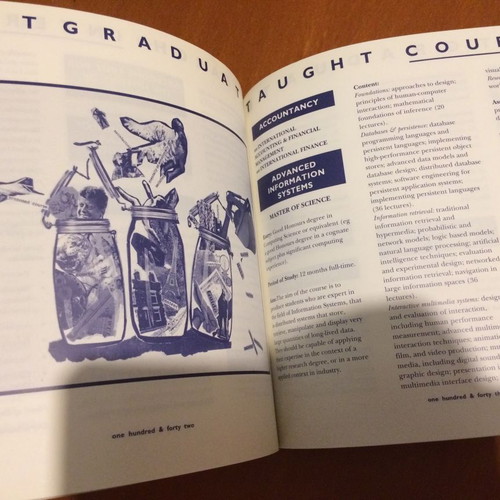 University of Glasgow Postgraduate Prospectus 1995 used, missing part of a page