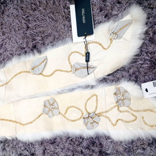Celestino fur scarf new, 100% rabbit fur and leather