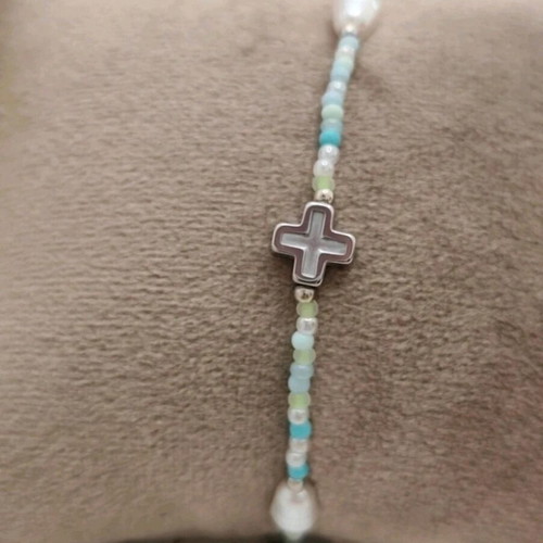 Steel bracelet with cross like new, stainless
