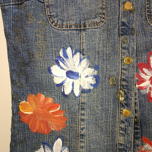 Roccobarocco Denim Vest Hand-Painted Custom Artwork Like New