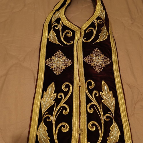 Handmade Gold-Embroidered Luxury Liturgical Vestment Set like new