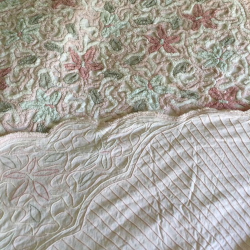 Vintage Chenille Bedspread King Size Used Floral Embossed