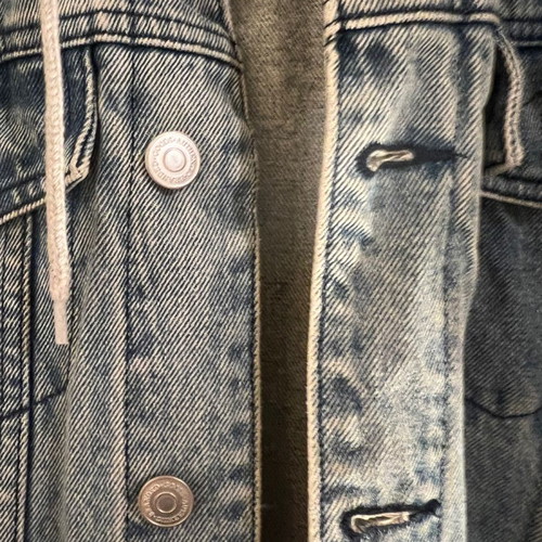 Jean jacket with cotton sleeves used, size S, blue