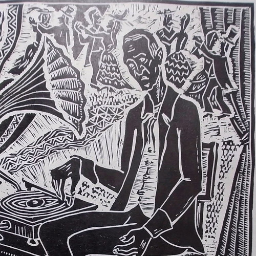 Handmade linocut Retro new