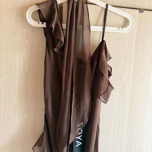 Zoya evening dress with scarf, new, brown, size XS