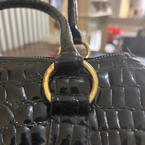 Martissima black croco pattern barrel handbag